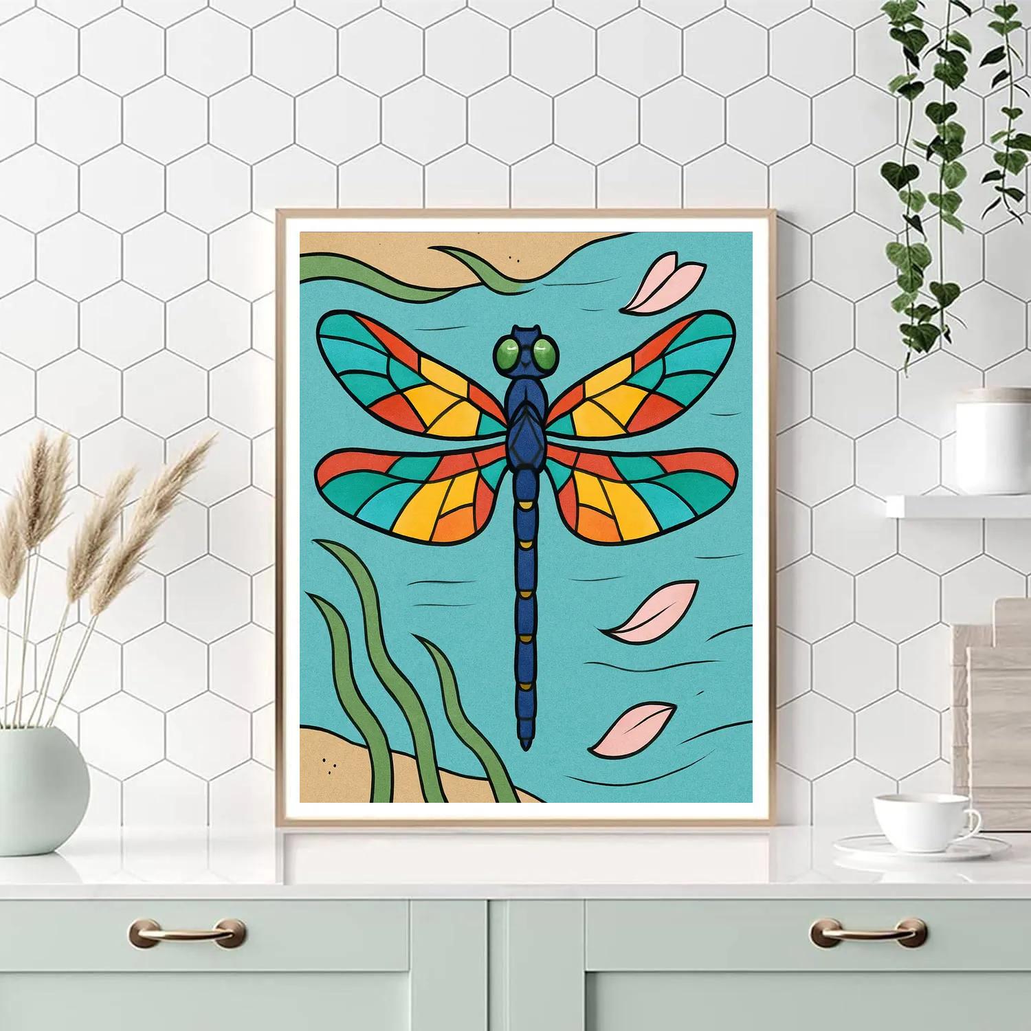 Glasswing Mosaic With Dragonfly Focus Number painting