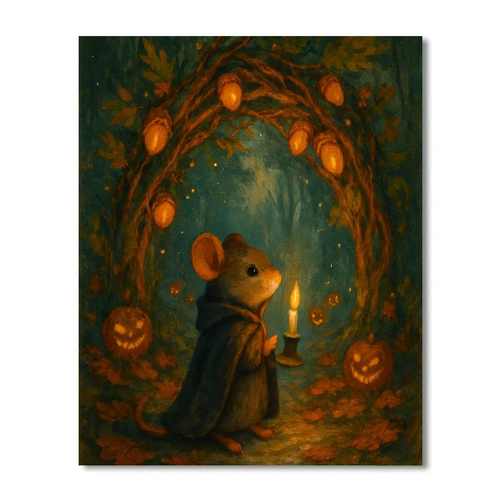 Enchanted Forest Gate Of Candled Acorns Paint by numbers kits