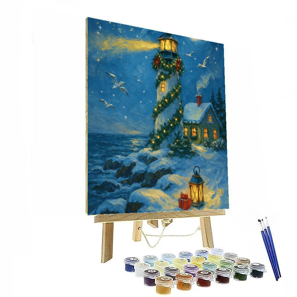 Snowy Lighthouse Gift Beacon Painting by numbers kit