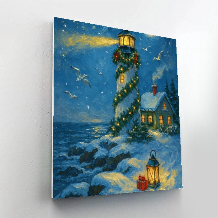Snowy Lighthouse Gift Beacon Painting by numbers kit