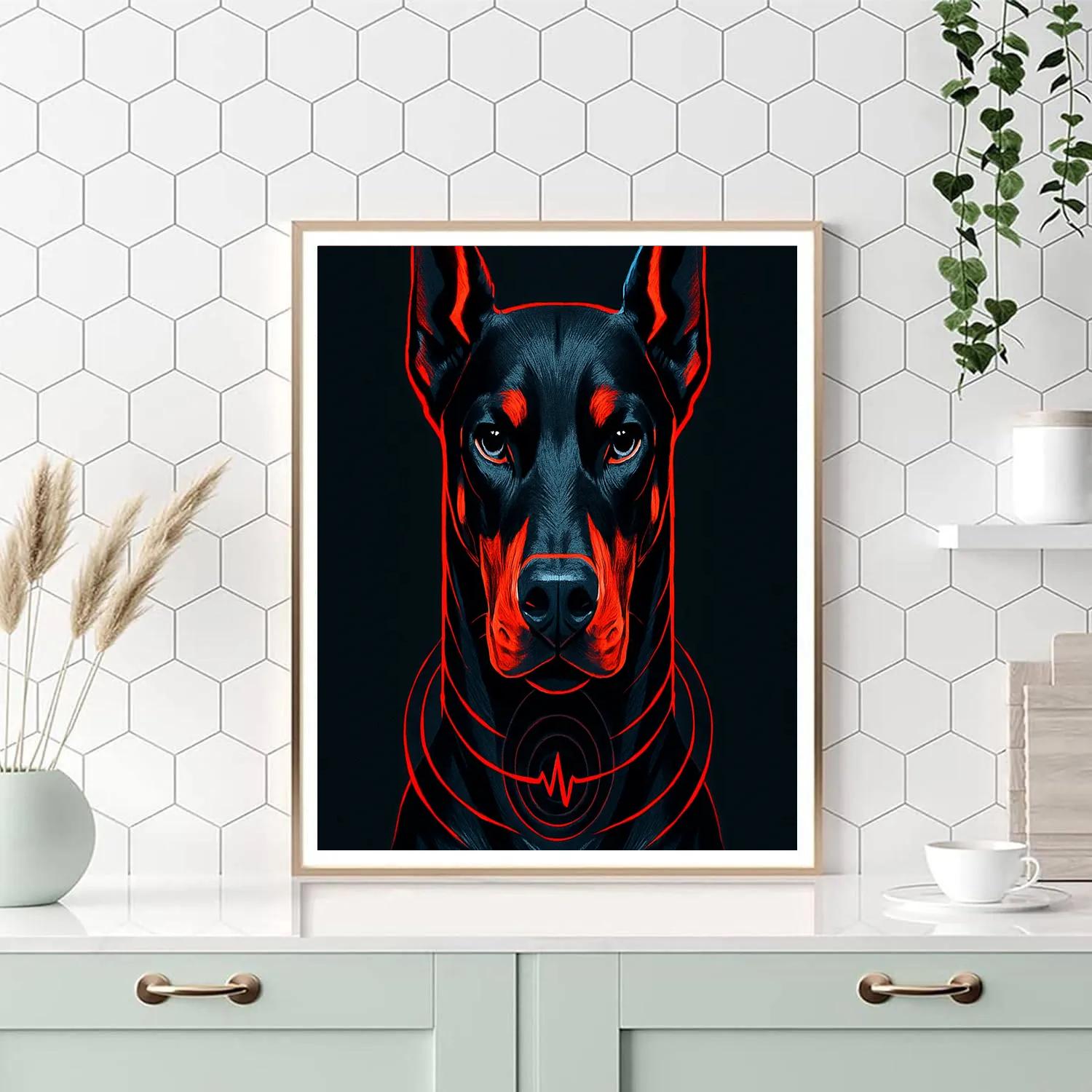 Onyx Pulse Doberman painting number kit