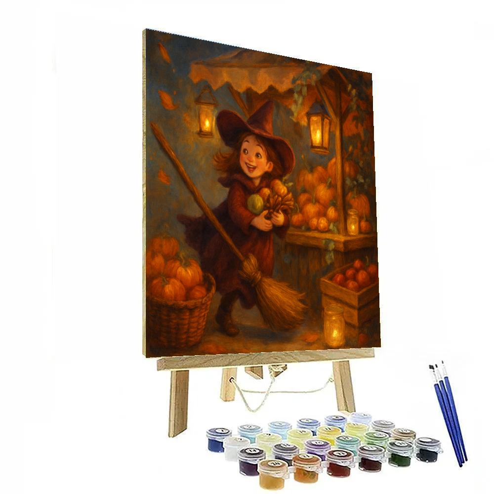Broomstick Delivery At The Pumpkin Market DIY paint by numbers