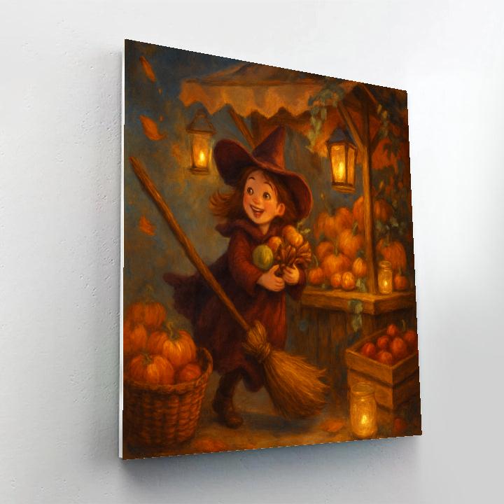 Broomstick Delivery At The Pumpkin Market DIY paint by numbers
