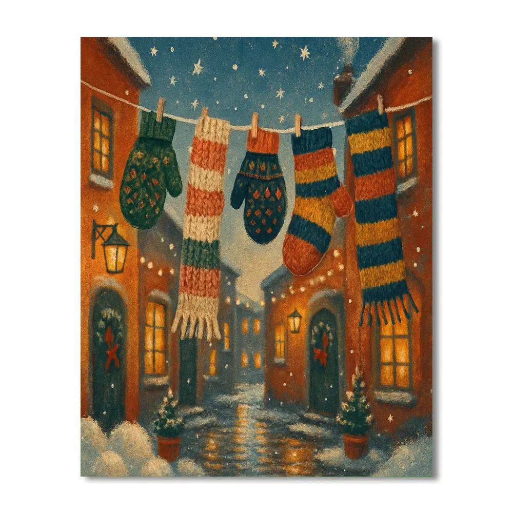 Magical Mittens Clothesline Alley Paint by numbers kits