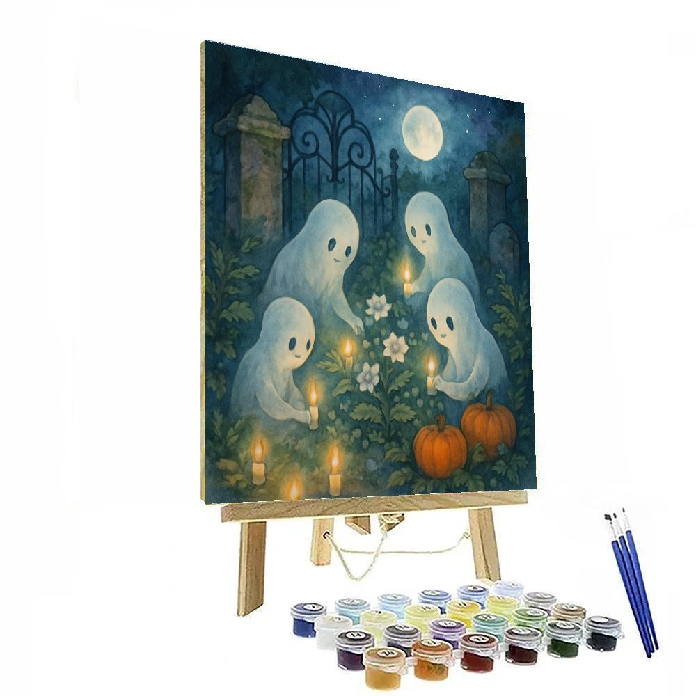 Candlelit Cemetery Garden Of Friendly Spirits Number painting