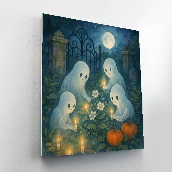Candlelit Cemetery Garden Of Friendly Spirits Number painting