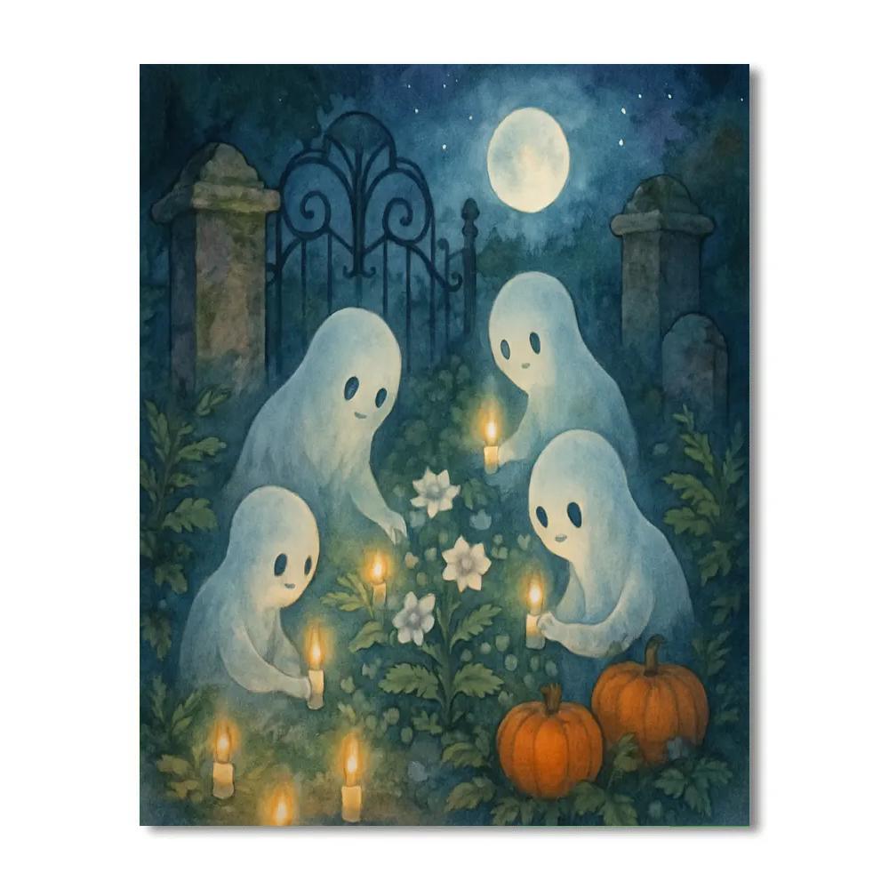 Candlelit Cemetery Garden Of Friendly Spirits Number painting