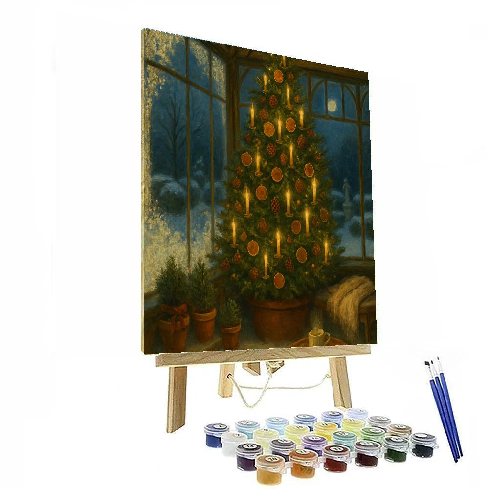 Frosted Conservatory Christmas Tree Painting by numbers kit