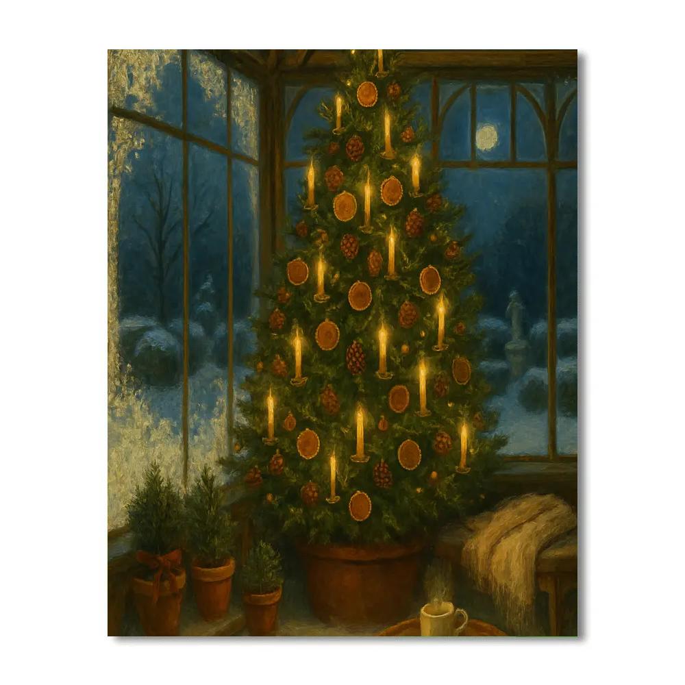 Frosted Conservatory Christmas Tree Painting by numbers kit