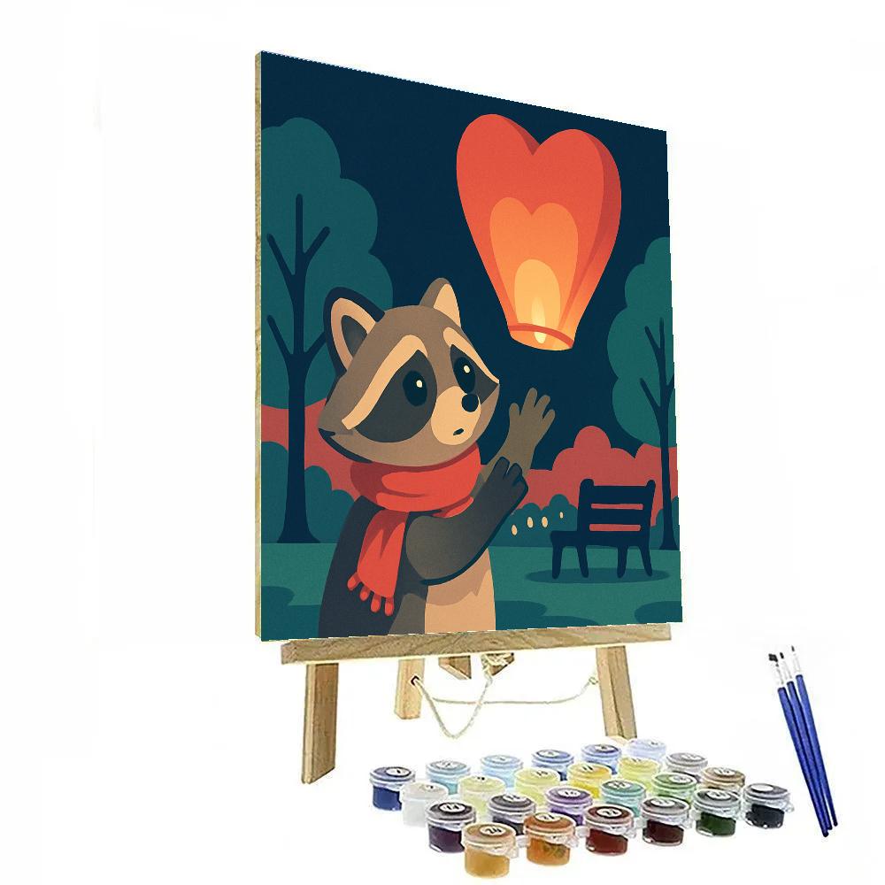 Valentines Day Sky Lantern Postcard Number painting