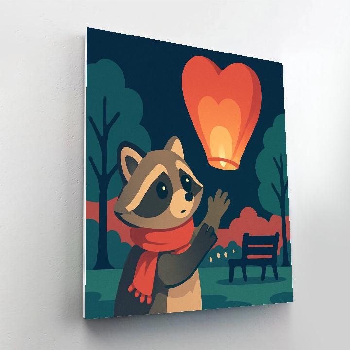 Valentines Day Sky Lantern Postcard Number painting