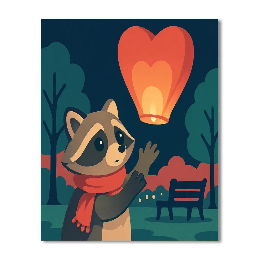 Valentines Day Sky Lantern Postcard Number painting