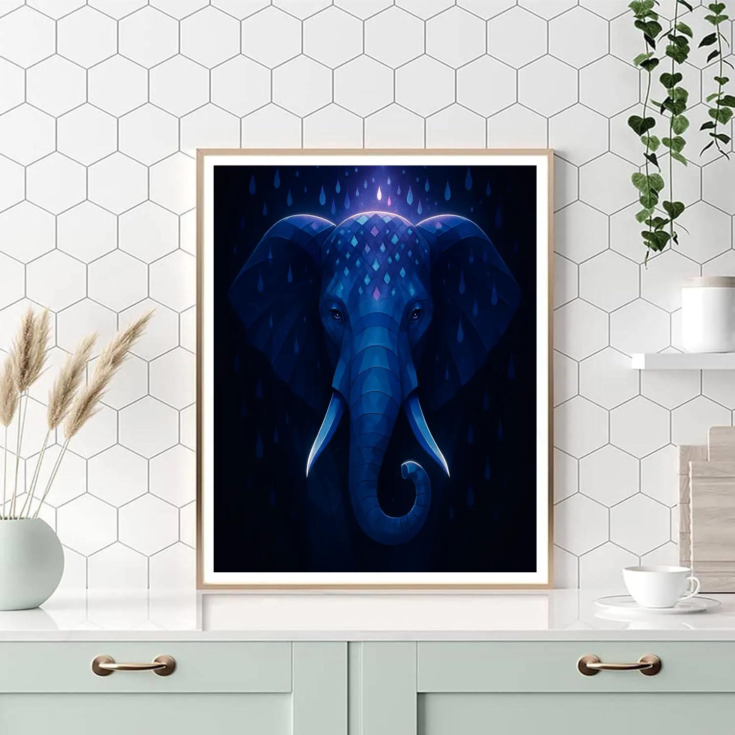 Starlit Monsoon Elephant Paint by numbers art