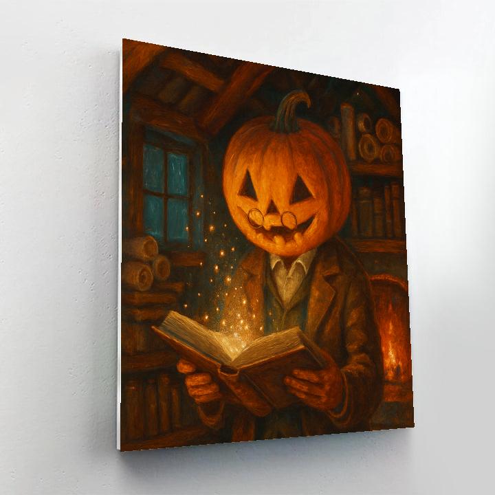 The Pumpkin Headed Librarian Of Midnight Tales paint by color