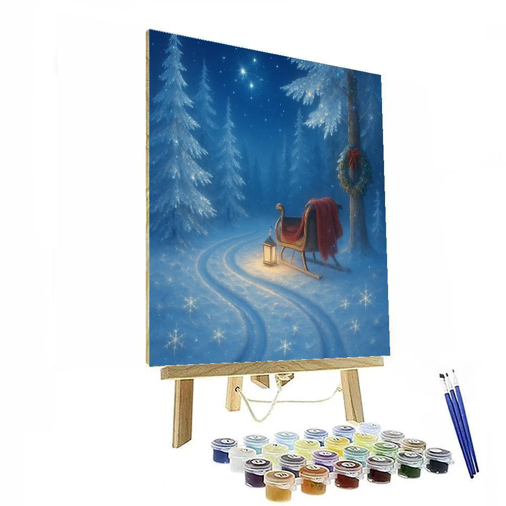 Sleigh Tracks Through Crystal Pines Painting by numbers kit