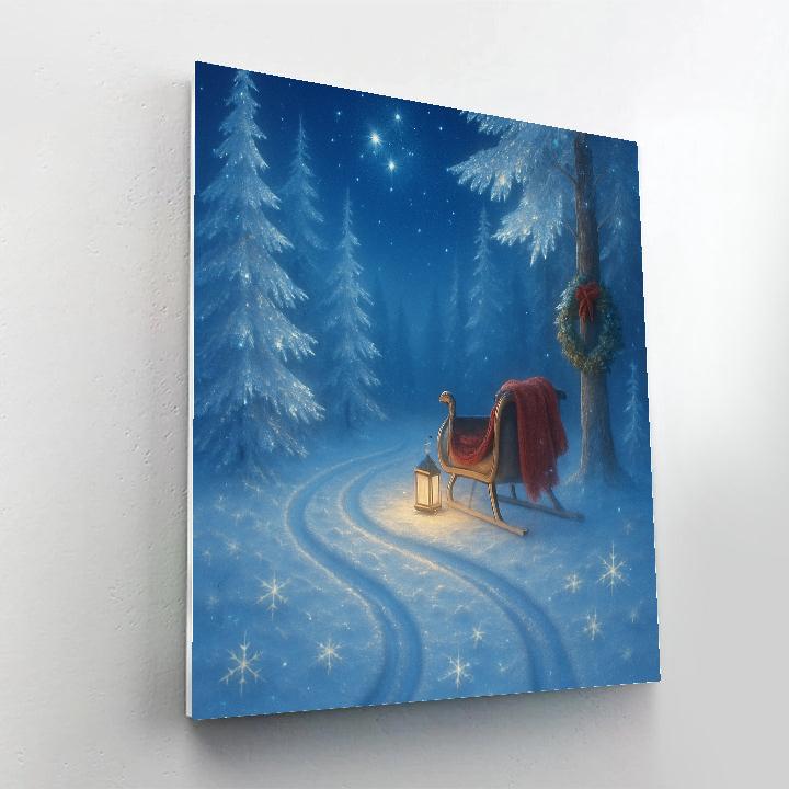 Sleigh Tracks Through Crystal Pines Painting by numbers kit