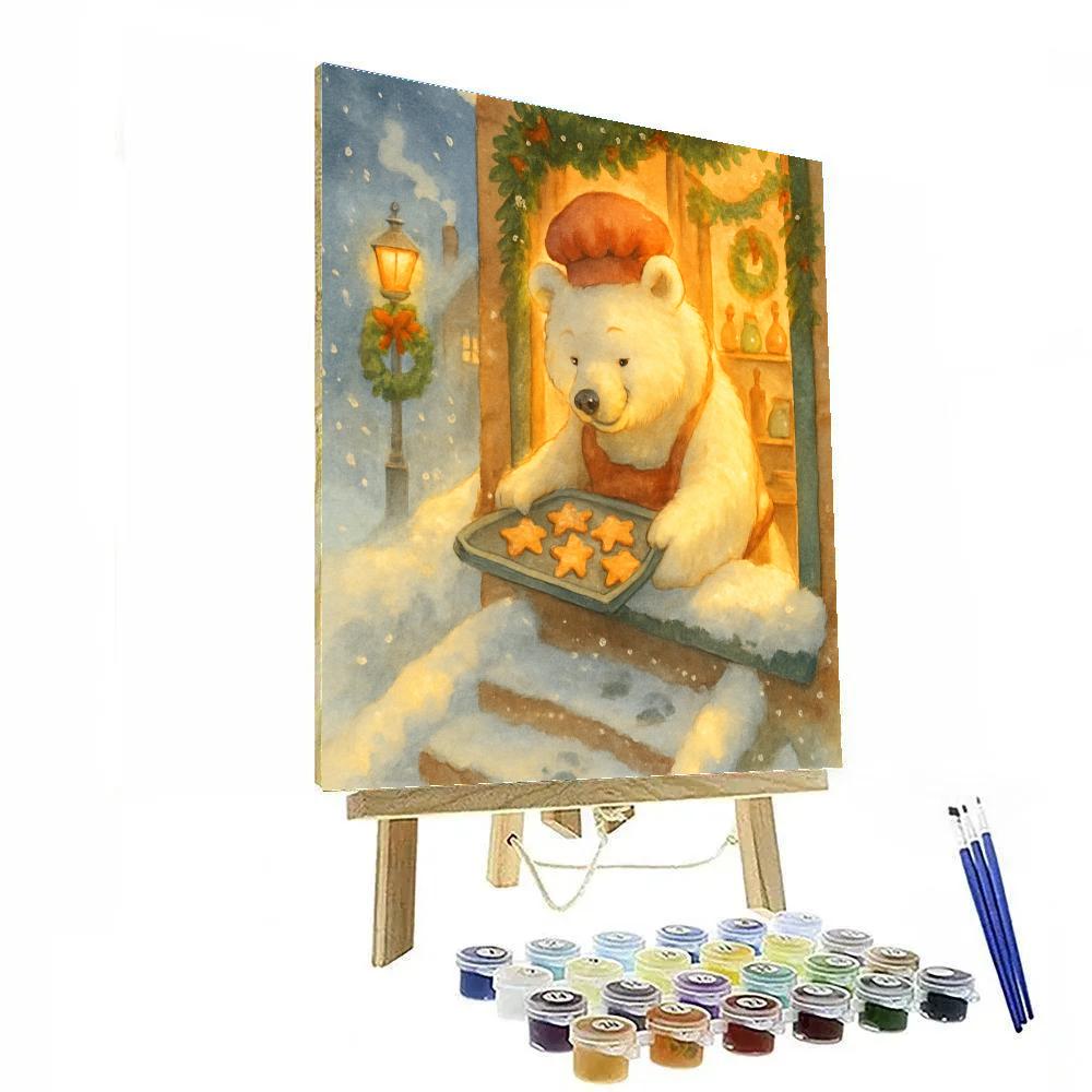 Polar Bear Bakery Window Glow Number painting