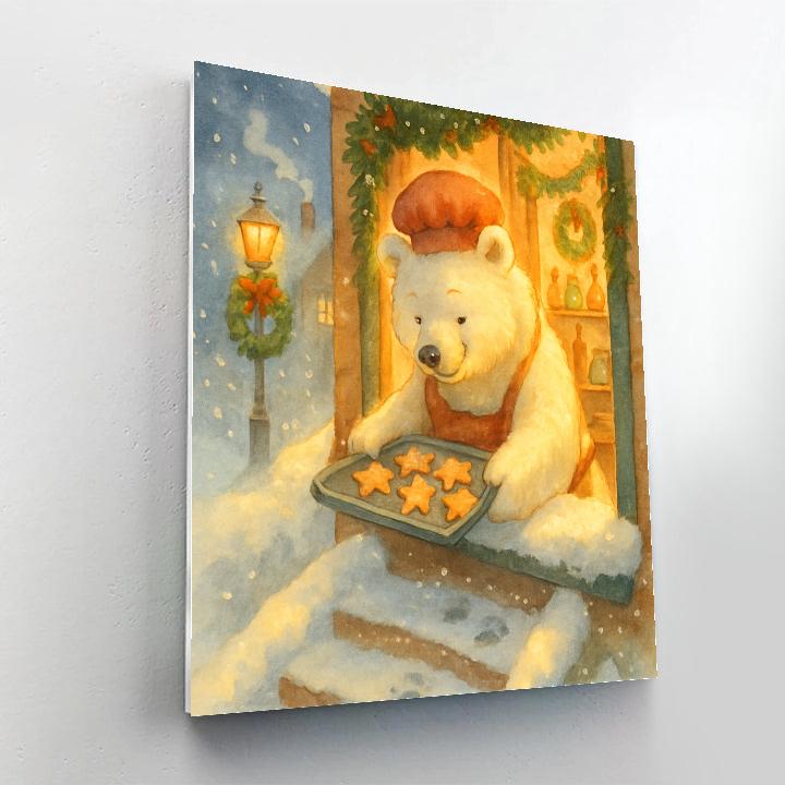 Polar Bear Bakery Window Glow Number painting