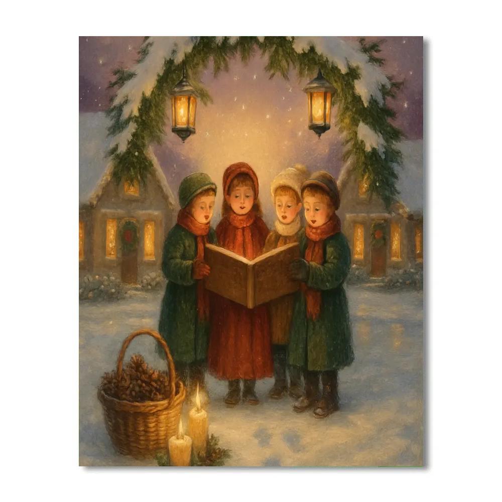 Winter Choir Under Pine Archway Paint by numbers kits
