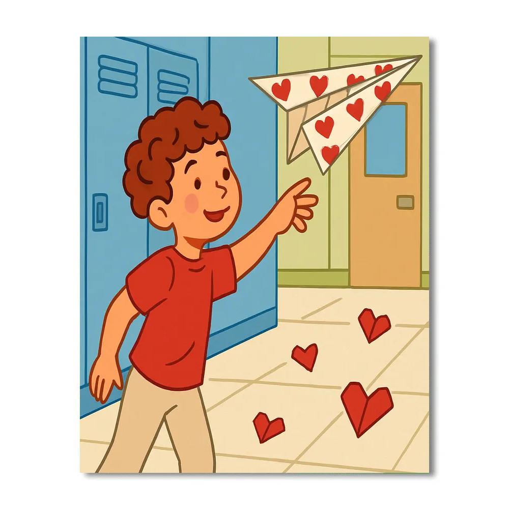 Valentines Day Paper Airplane Confession DIY paint by numbers