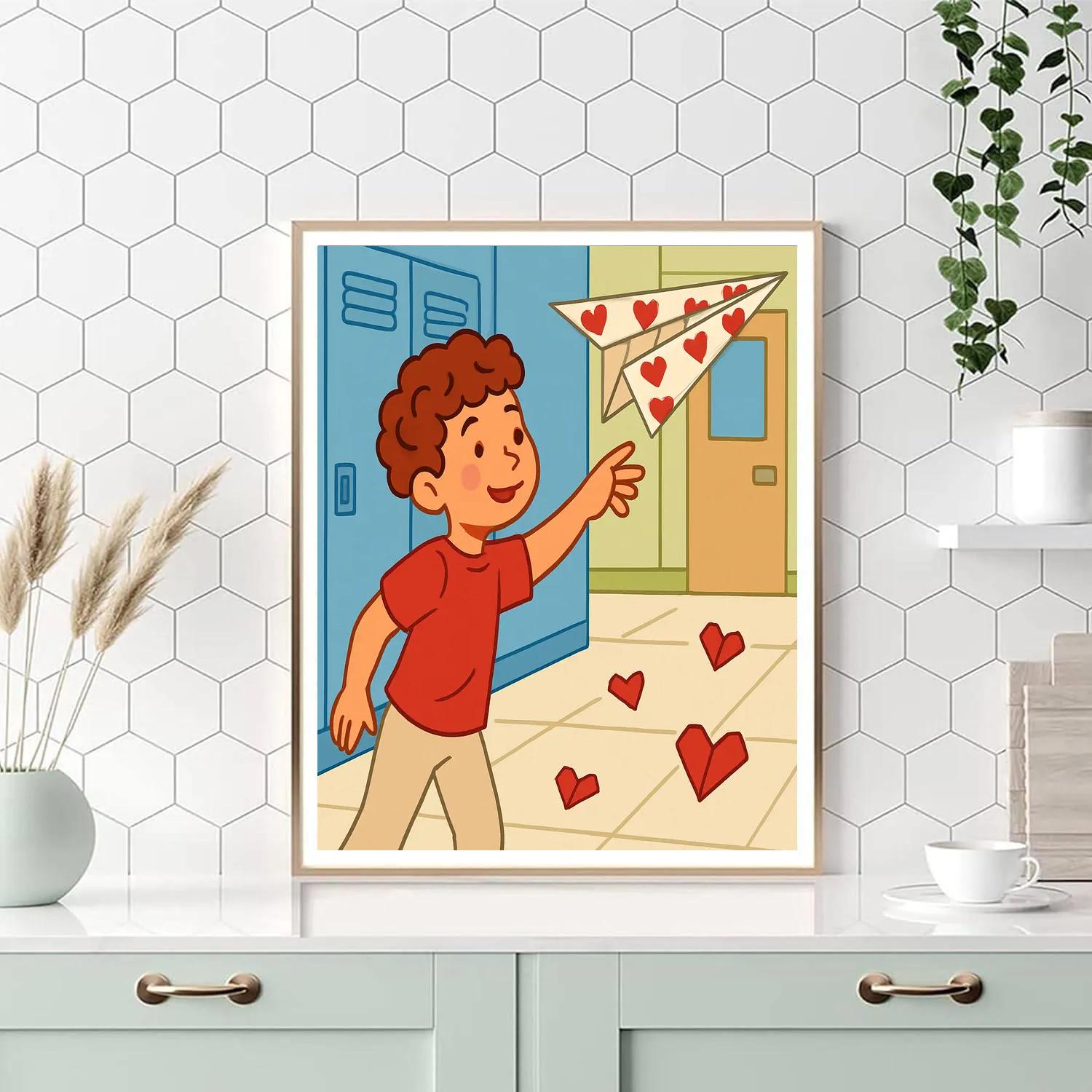 Valentines Day Paper Airplane Confession DIY paint by numbers