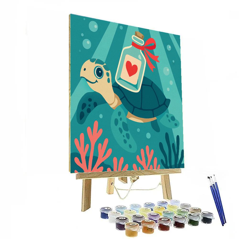 Valentines Day Underwater Message Bottle DIY paint by numbers