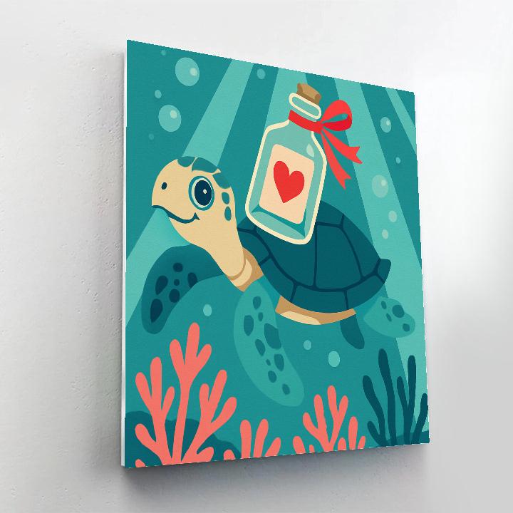 Valentines Day Underwater Message Bottle DIY paint by numbers