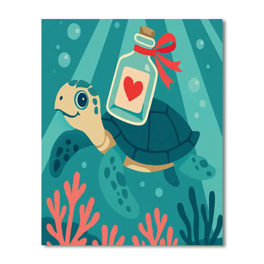 Valentines Day Underwater Message Bottle DIY paint by numbers