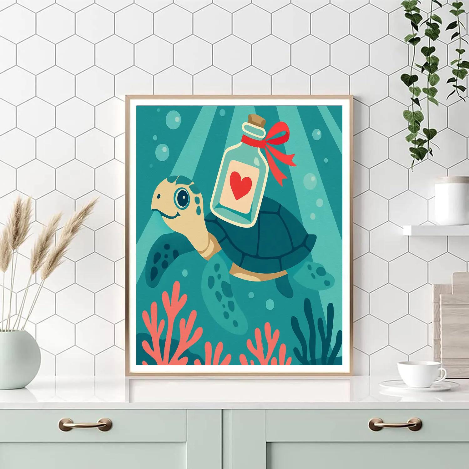 Valentines Day Underwater Message Bottle DIY paint by numbers