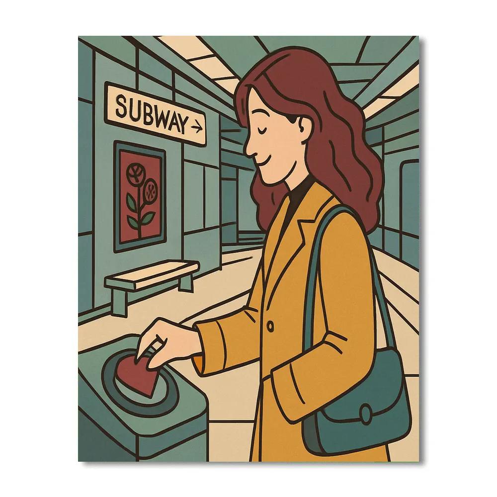 Valentines Day Metro Heart Ticket Numbered painting kits