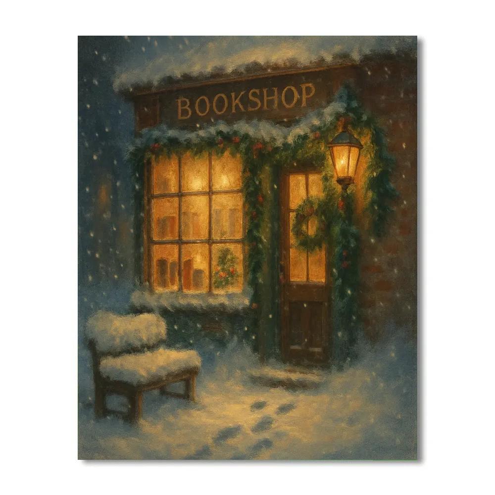 Evergreen Bookshop Blizzard Nook painting number kit