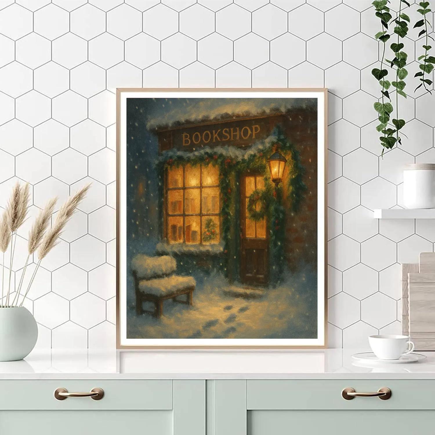 Evergreen Bookshop Blizzard Nook painting number kit
