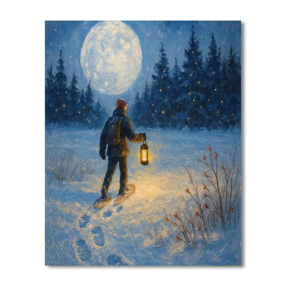 Frost Moon Snowshoe Lantern Trek Numbered painting kits