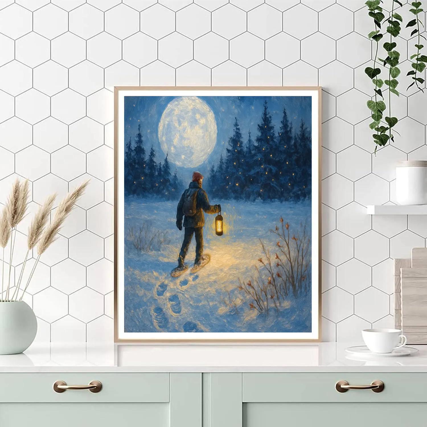 Frost Moon Snowshoe Lantern Trek Numbered painting kits