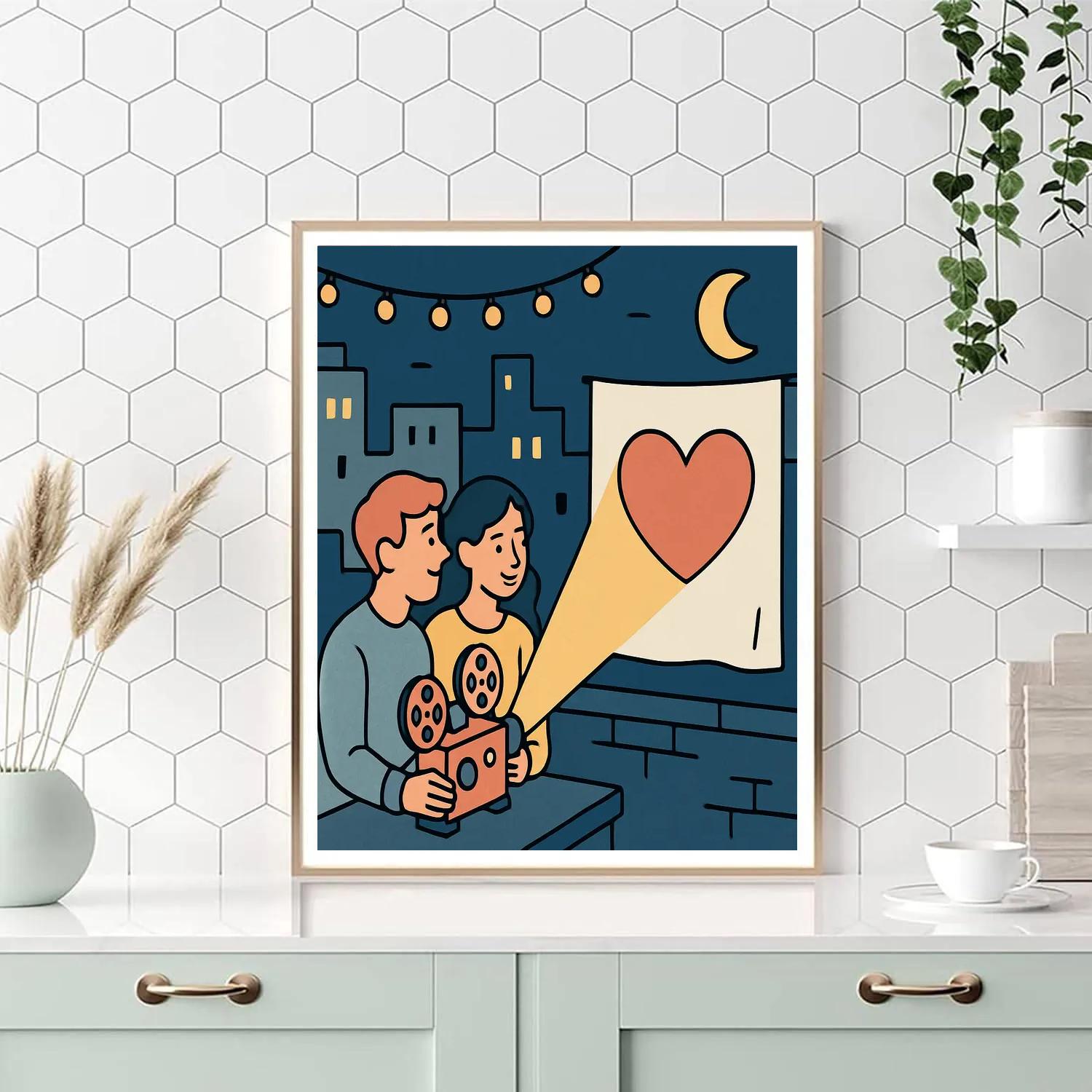 Valentines Day Rooftop Film Projector paint by color