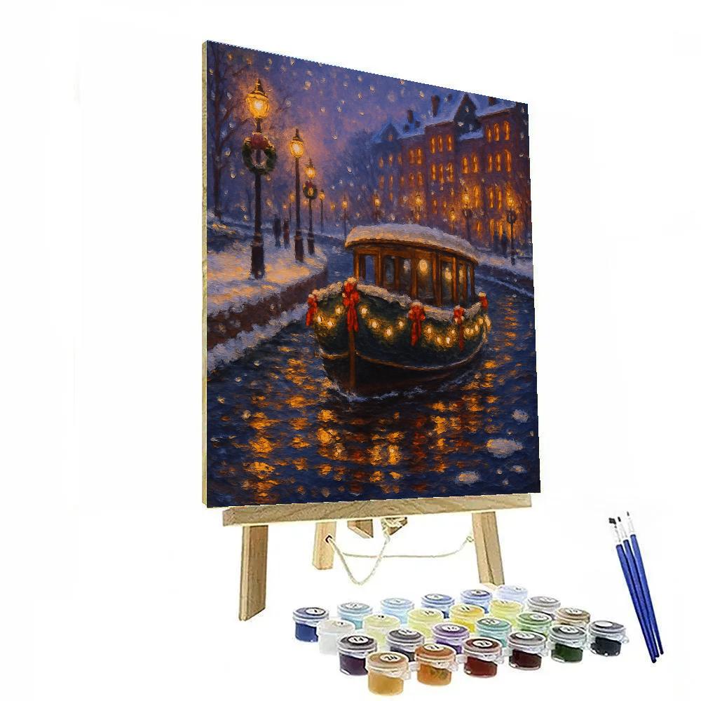 Holiday Riverboat Ribbon Lights Paint by numbers art