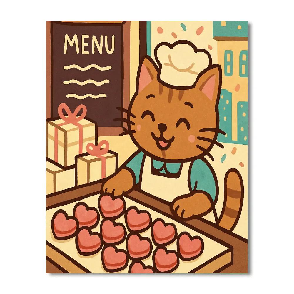Bakery Window Valentines Day Display Painting by numbers kit