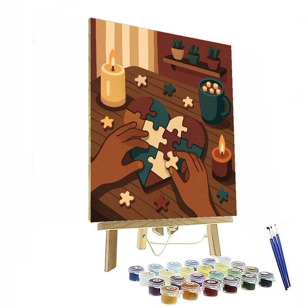 Valentines Day Candlelit Puzzle Table DIY paint by numbers