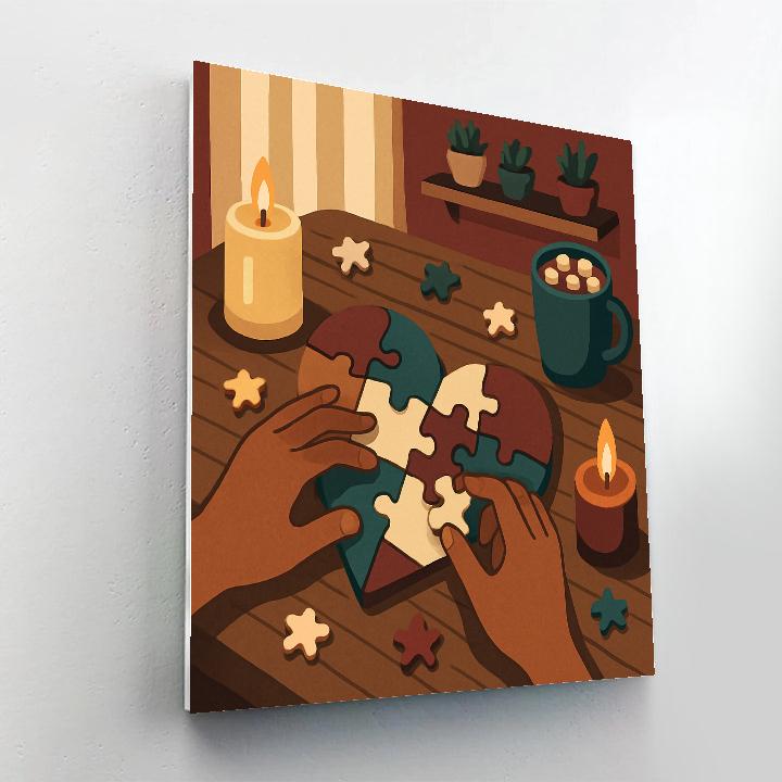 Valentines Day Candlelit Puzzle Table DIY paint by numbers