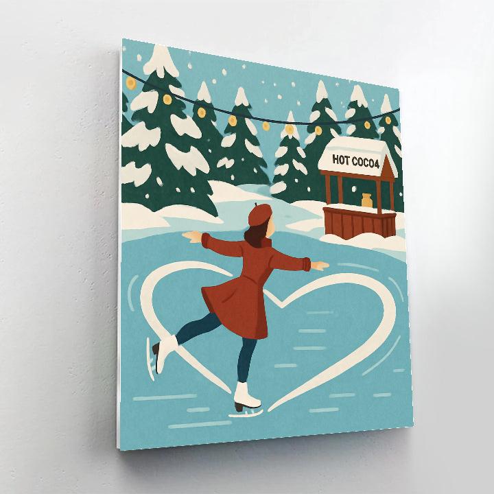 Valentines Day Ice Skating Heart Trail Number painting