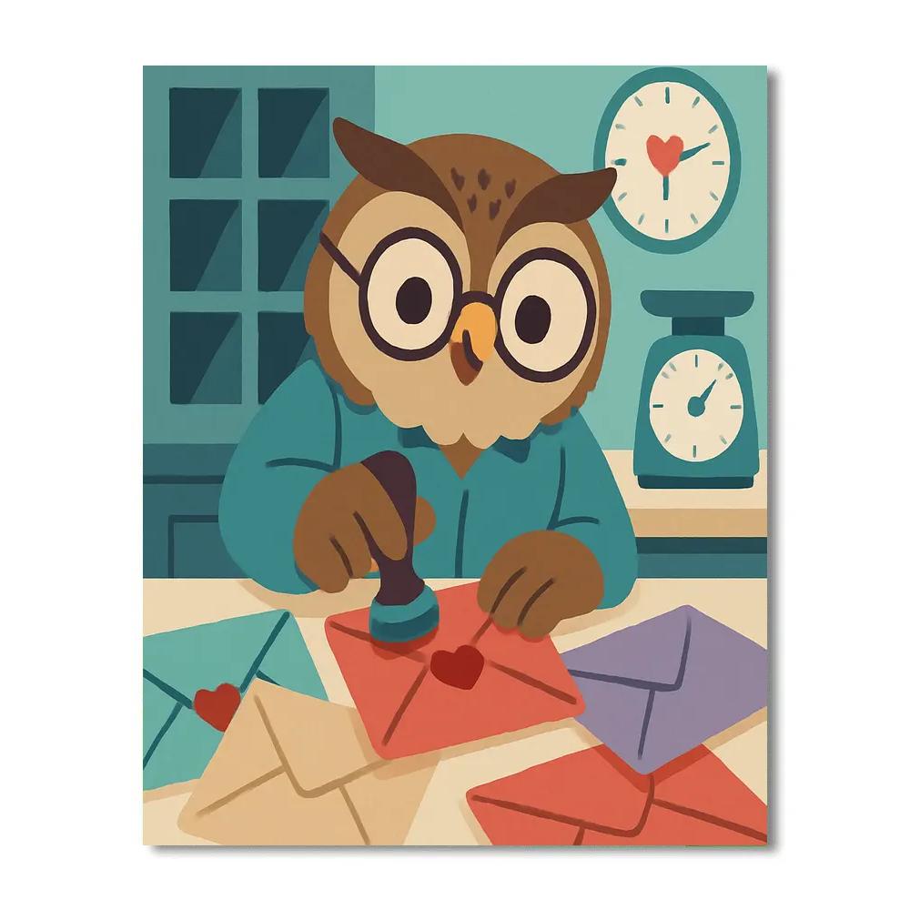 Valentines Day Post Office Heart Stamps DIY paint by numbers