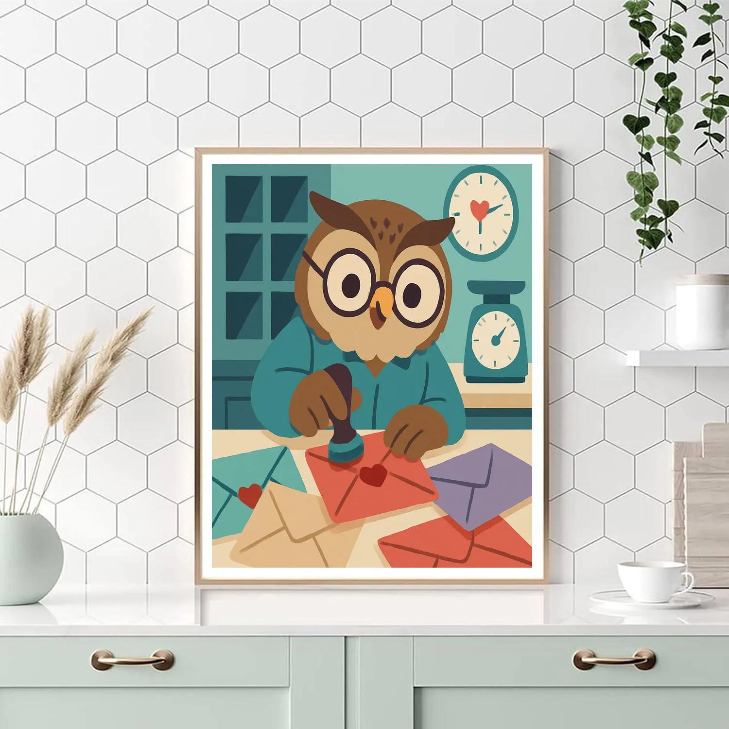 Valentines Day Post Office Heart Stamps DIY paint by numbers