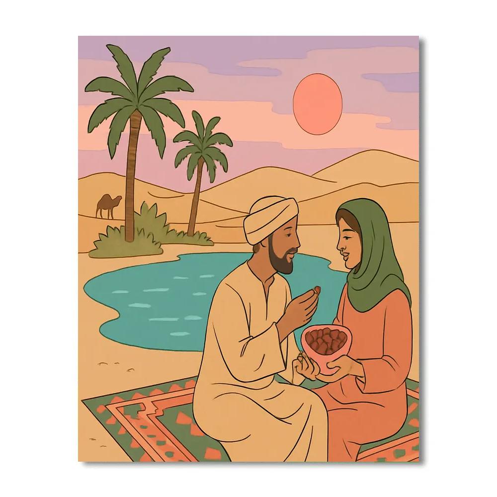 Valentines Day Desert Oasis Picnic Number painting