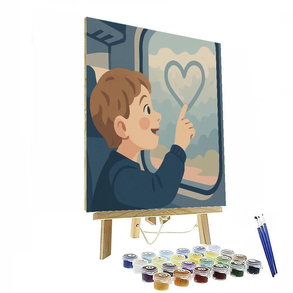 Valentines Day Train Window Heart Fog Art Numbered painting kits
