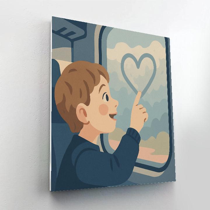 Valentines Day Train Window Heart Fog Art Numbered painting kits