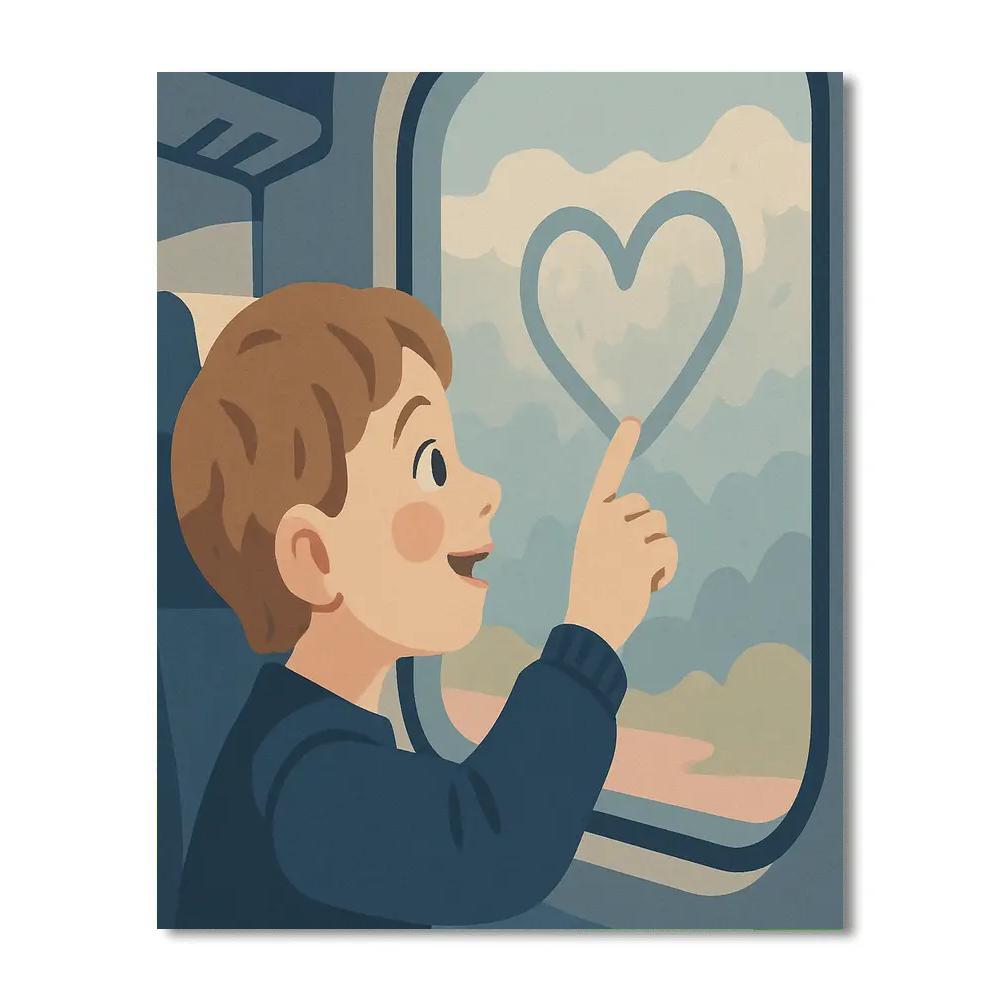 Valentines Day Train Window Heart Fog Art Numbered painting kits
