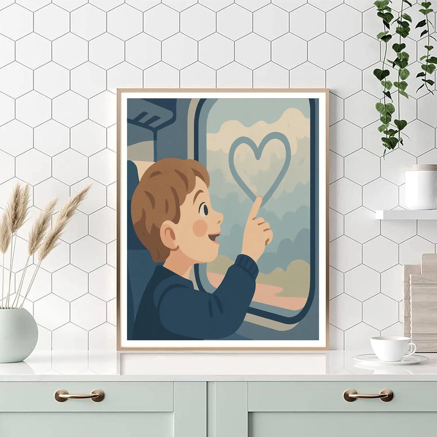 Valentines Day Train Window Heart Fog Art Numbered painting kits