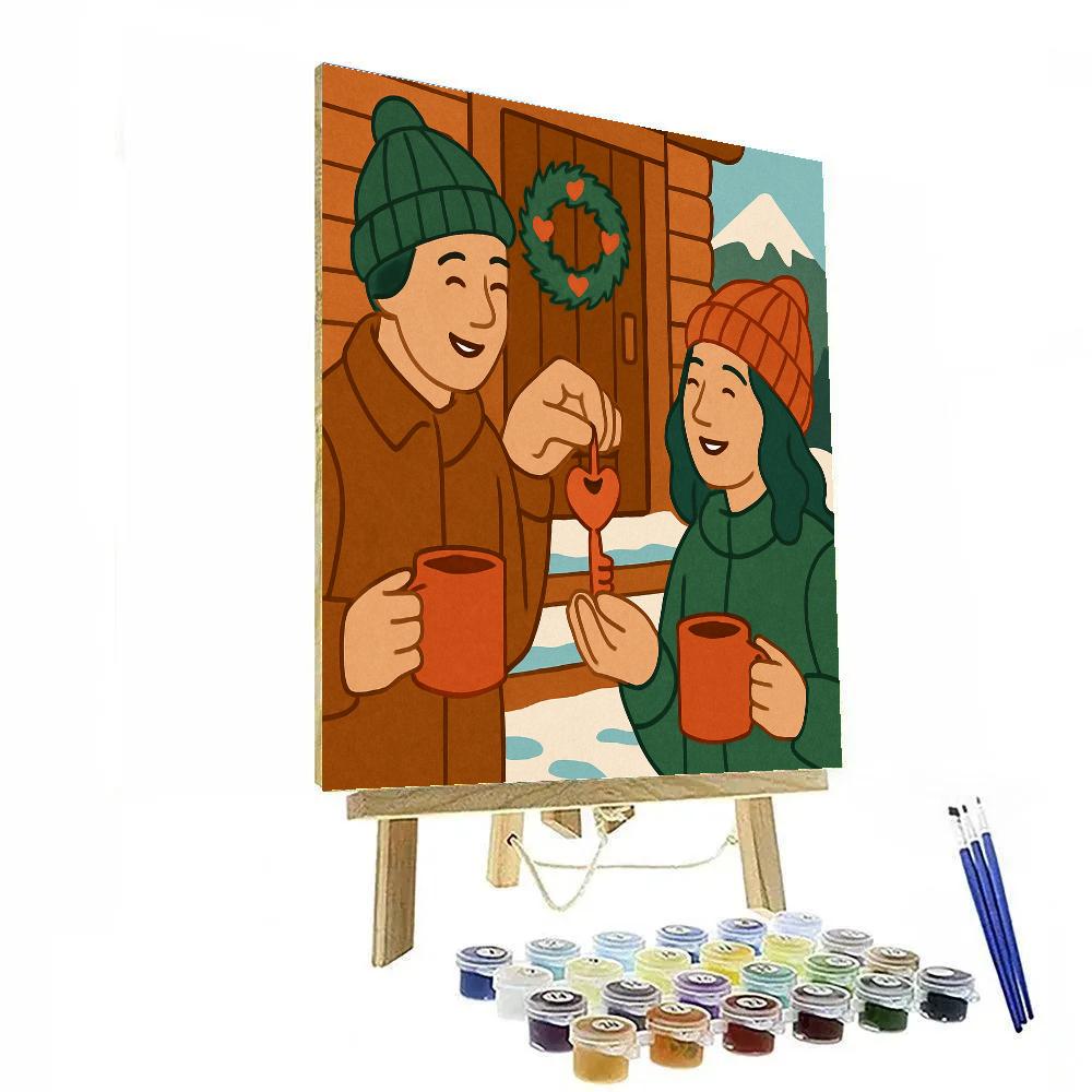Valentines Day Mountain Cabin Key Exchange Number painting