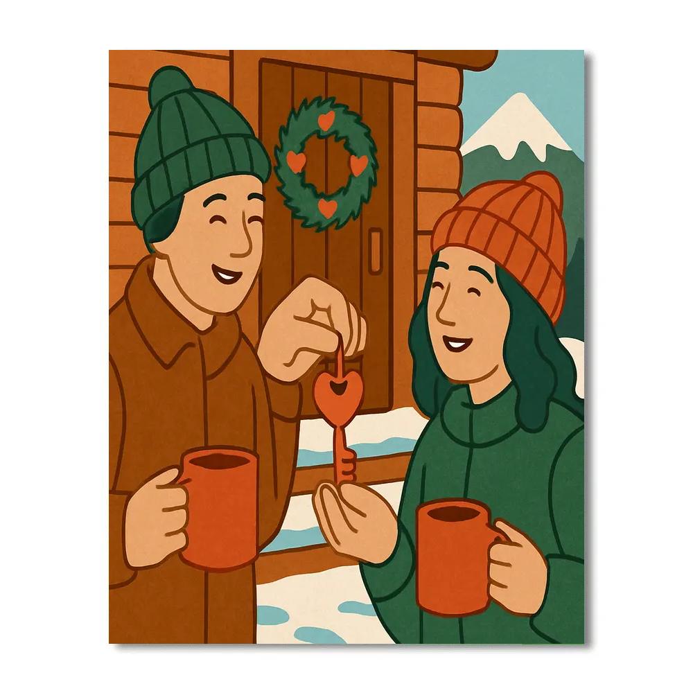 Valentines Day Mountain Cabin Key Exchange Number painting