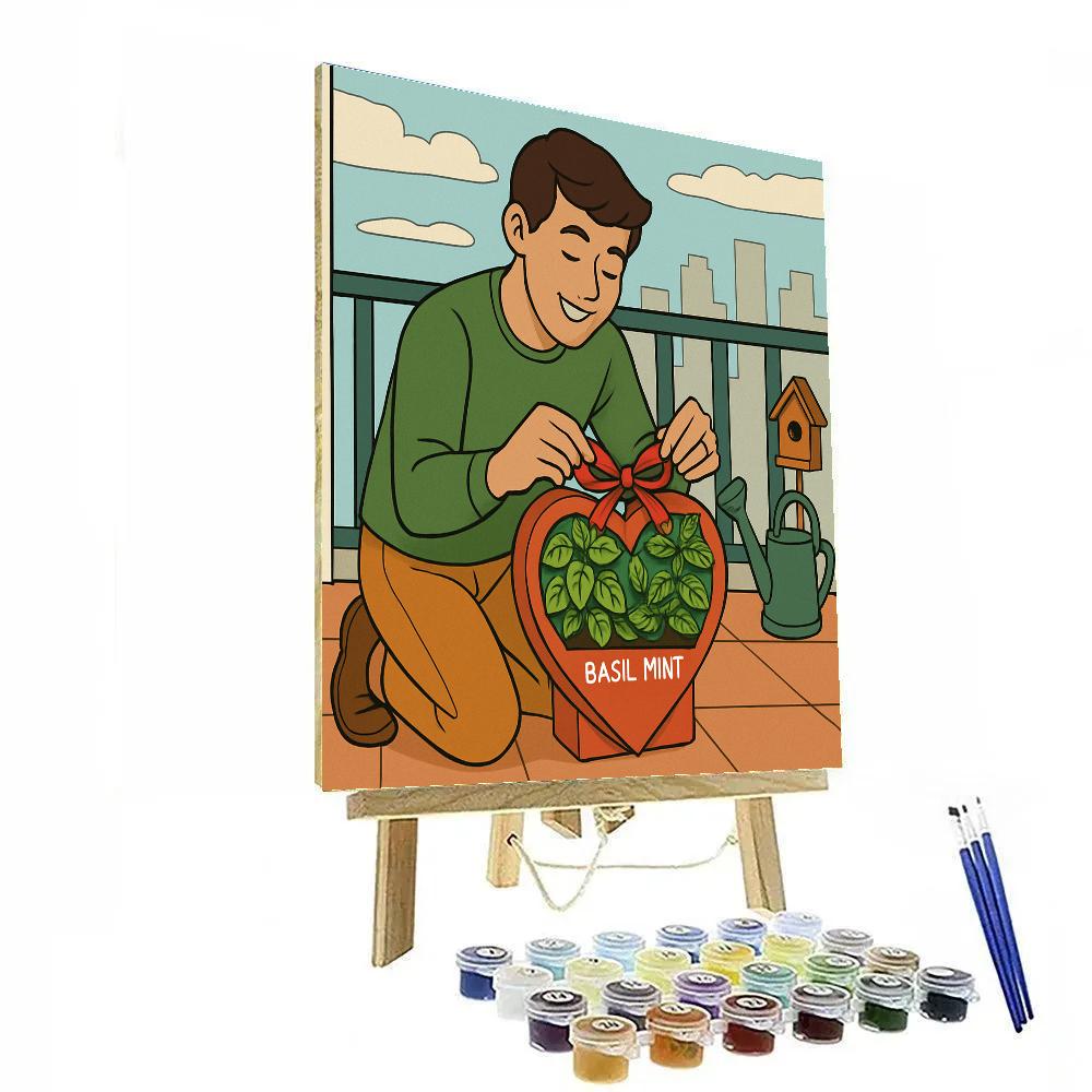 Valentines Day Balcony Herb Heart Planter Number painting